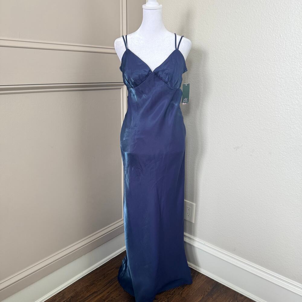 Wild Fable NWT Blue Iridescent Adjustable Slip Dress Maxi Length Size S